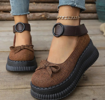 Xajzpa Thick soled shallow mouth single shoe summer new butterfly bow round toe simple comfortable daily casual women's shoes